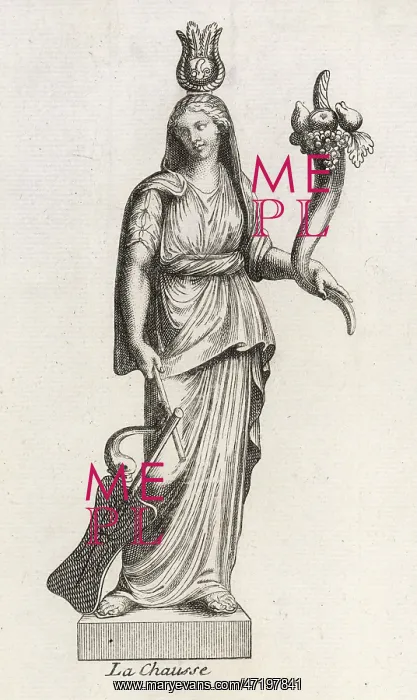 : Fortuna. Roman goddess of luck and prosperity, carrying a cornucopia full of goodies : Fortuna. Roman goddess of luck and prosperity, carrying a cornucopia full of goodies