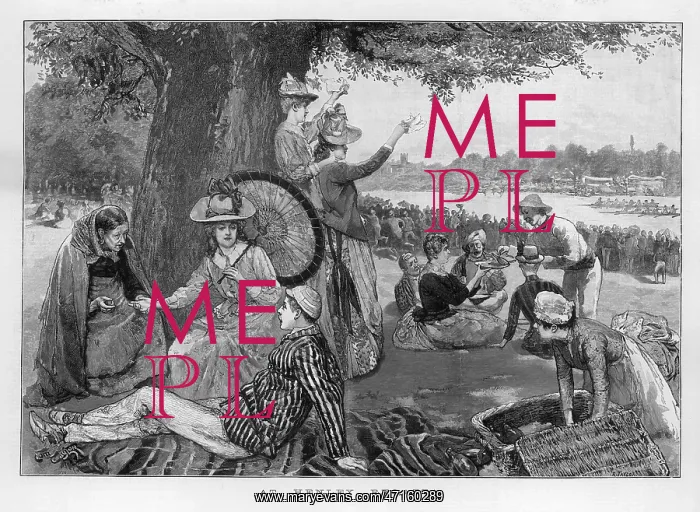 : Fortune teller at a Henley Regatta picnic : Fortune teller at a Henley Regatta picnic