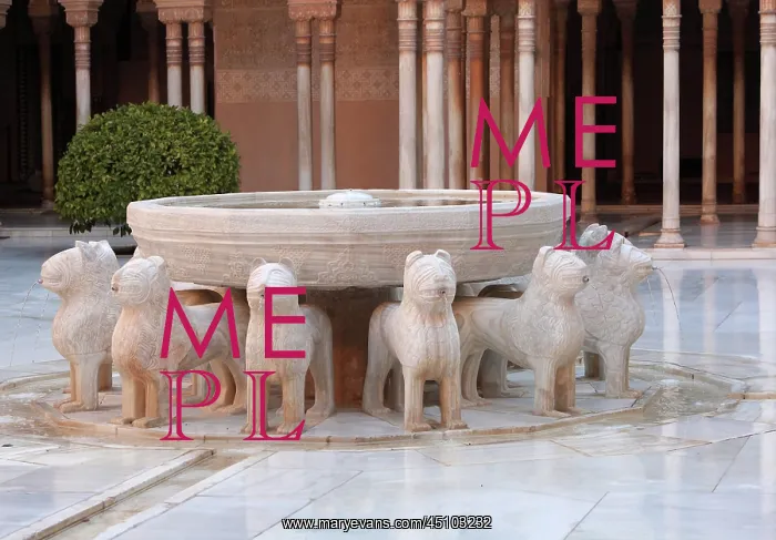 : Fountain, Court of the Lions, Alhambra, Granada : Fountain, Court of the Lions, Alhambra, Granada