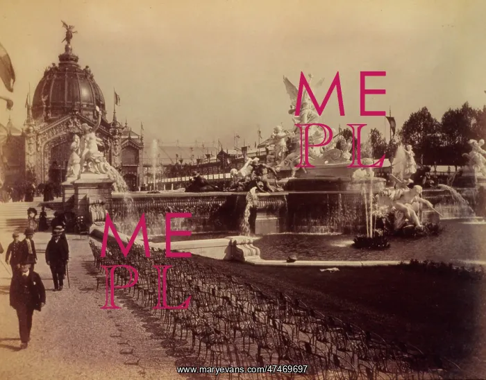 : Fountain Coutan and the Central Dome, Paris Expostion, 1889 : Fountain Coutan and the Central Dome, Paris Expostion, 1889