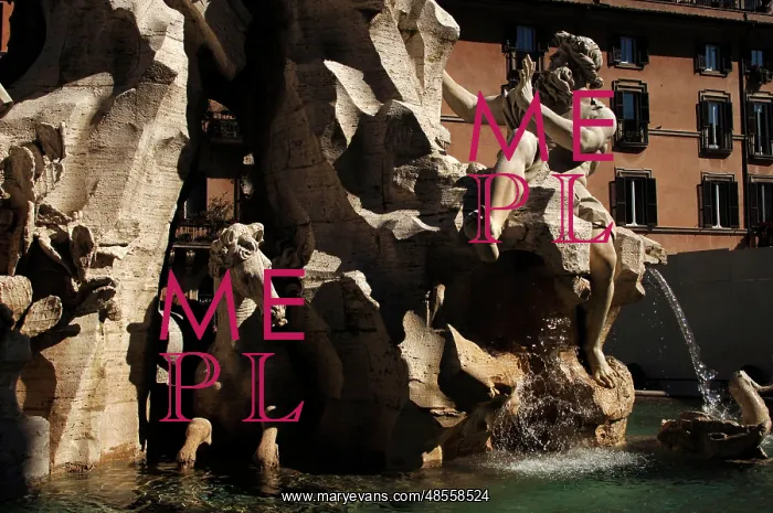 : Fountain of Four Rivers, River God Danube, by Bernini : Fountain of Four Rivers, River God Danube, by Bernini
