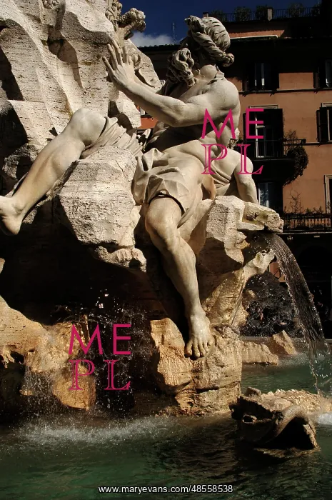 : Fountain of Four Rivers, River God Danube, by Bernini : Fountain of Four Rivers, River God Danube, by Bernini