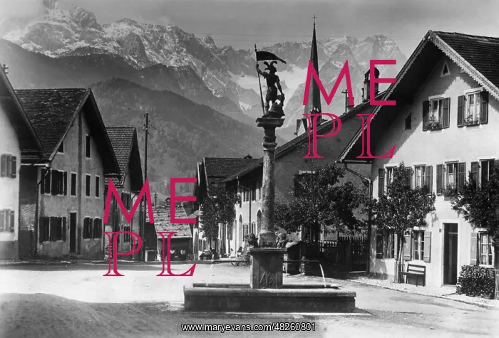 : Fountain of St. Florian in Partenkirchen, 1931 : Fountain of St. Florian in Partenkirchen, 1931