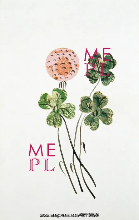 : Four-leaf clovers made of Austrian stamps (with : Four-leaf clovers made of Austrian stamps (with