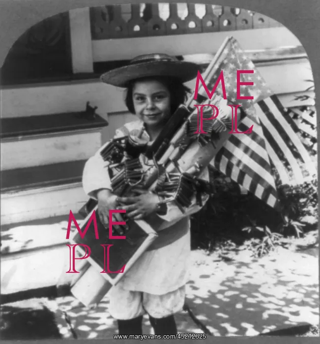 : The Fourth of July, child with flags and ? : The Fourth of July, child with flags and ?