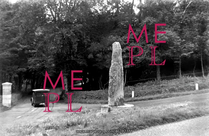  : Fowey, the ancient inscribed stone at Four Turnings c1955