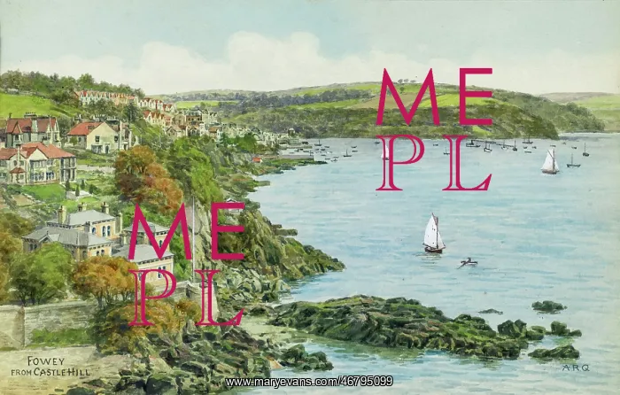 : Fowey, Cornwall, viewed from Castle Hill : Fowey, Cornwall, viewed from Castle Hill