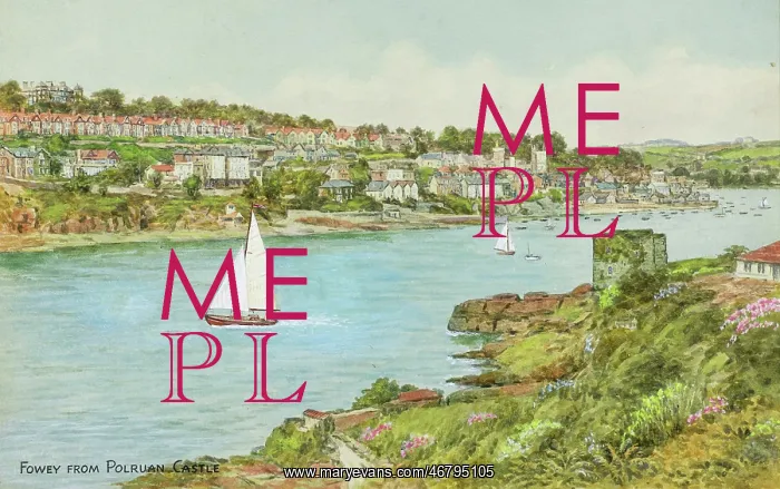: Fowey, Cornwall, viewed from Polruan Castle : Fowey, Cornwall, viewed from Polruan Castle