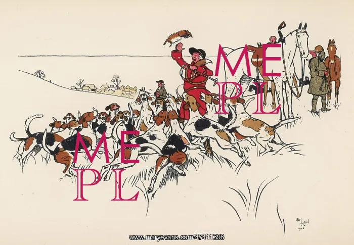 : Foxhunting scene, gathering for the kill : Foxhunting scene, gathering for the kill