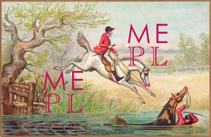: Foxhunting scene on a New Year card : Foxhunting scene on a New Year card