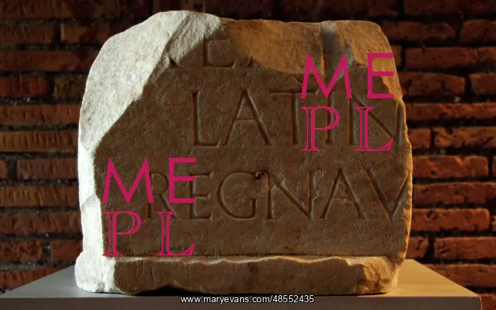 : Fragment of statue's base with inscription of Aeneas. 2nd ce : Fragment of statue's base with inscription of Aeneas. 2nd ce