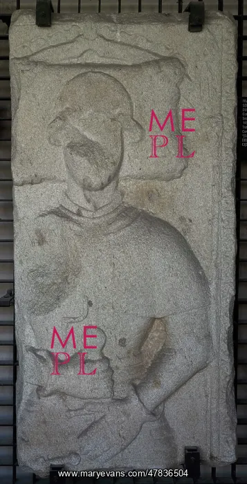 : Fragment of tombstone with relief depicting a warrior : Fragment of tombstone with relief depicting a warrior