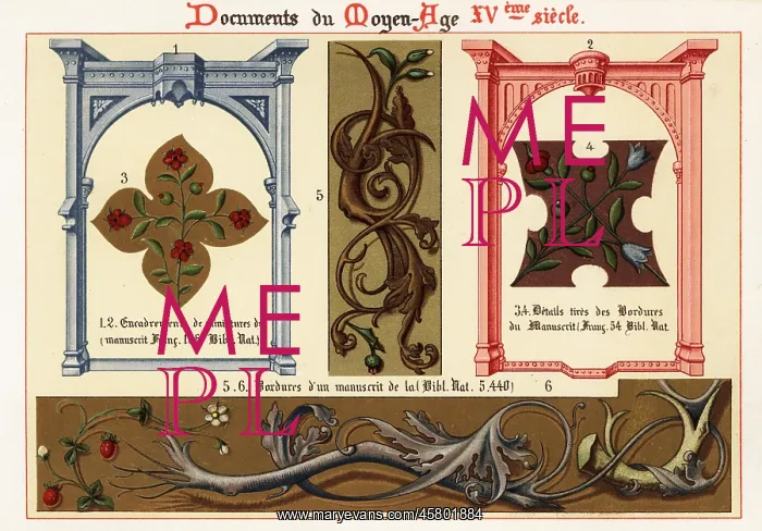 : Frames, elements and borders from 15th century : Frames, elements and borders from 15th century