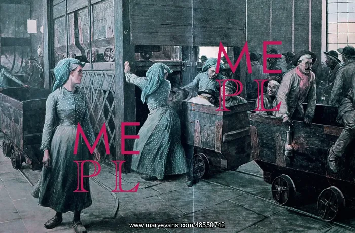 : France. Women working inside of a coal mine. Drawing color : France. Women working inside of a coal mine. Drawing color