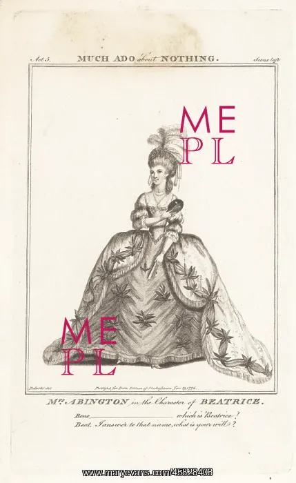 : Frances Abington as Beatrice in Much Ado About Nothing, 1775 : Frances Abington as Beatrice in Much Ado About Nothing, 1775