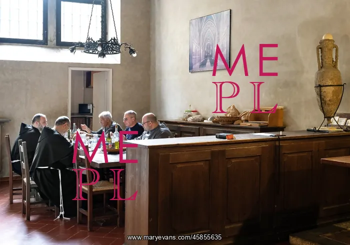  : Franciscan friars at lunch, Santa Croce, Florence, Tuscany