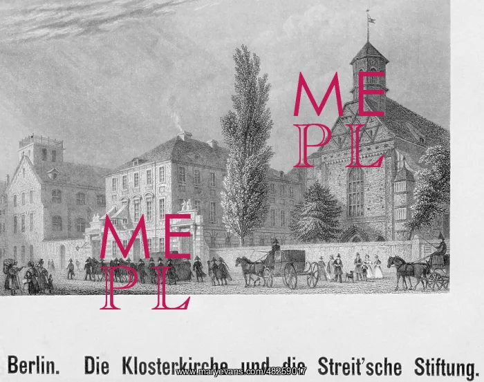 : Franciscan Monastery Church in Berlin, around 1850 : Franciscan Monastery Church in Berlin, around 1850