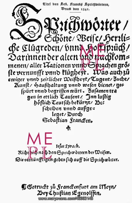 : Franck, Sebastian, 20.1.1499 - 1542, German theologian : Franck, Sebastian, 20.1.1499 - 1542, German theologian