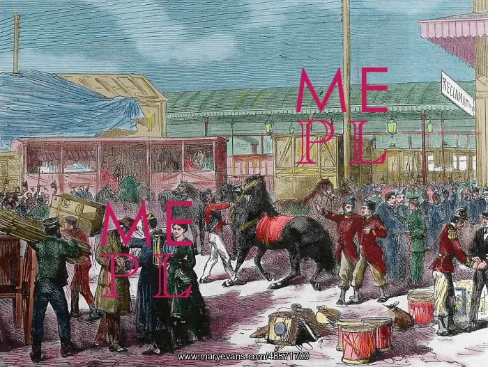 : Franco-Prussian War. 1870-1871. French troops taking trains : Franco-Prussian War. 1870-1871. French troops taking trains