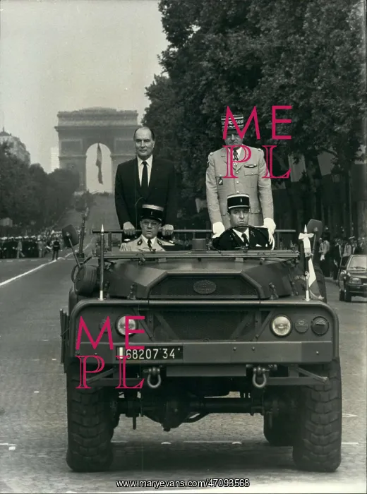 : Francois Mitterrand on Bastille Day, Champs Elysees, Paris : Francois Mitterrand on Bastille Day, Champs Elysees, Paris