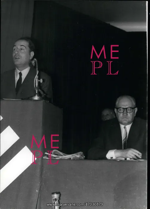 : Francois Mitterrand and Guy Mollet, party conference : Francois Mitterrand and Guy Mollet, party conference