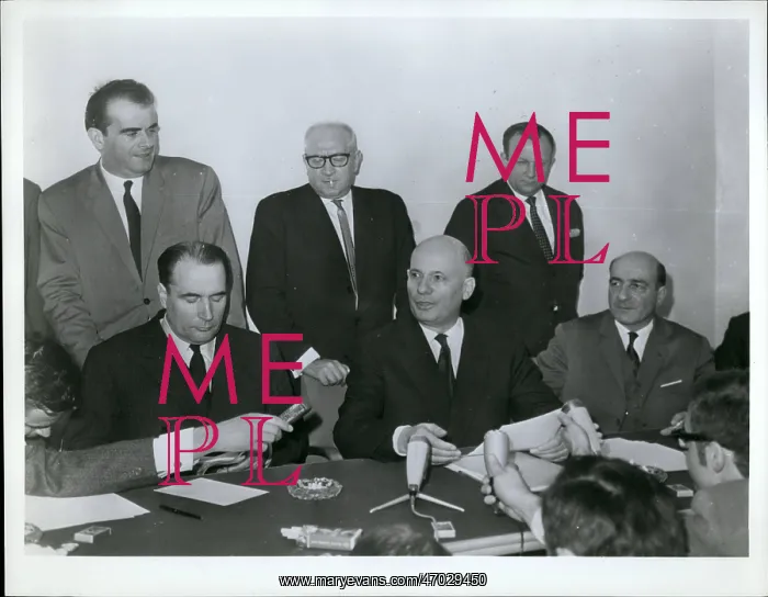 : Francois Mitterrand and Guy Mollet at political meeting : Francois Mitterrand and Guy Mollet at political meeting