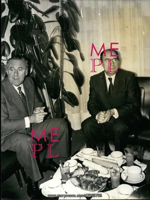 : Francois Mitterrand and Jacques Sallebert, breakfast : Francois Mitterrand and Jacques Sallebert, breakfast