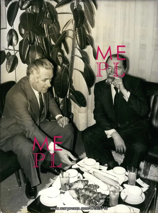 : Francois Mitterrand and Jacques Sallebert, breakfast : Francois Mitterrand and Jacques Sallebert, breakfast