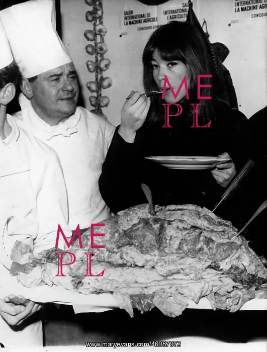 : Francoise Hardy, singer and actress, with chef : Francoise Hardy, singer and actress, with chef
