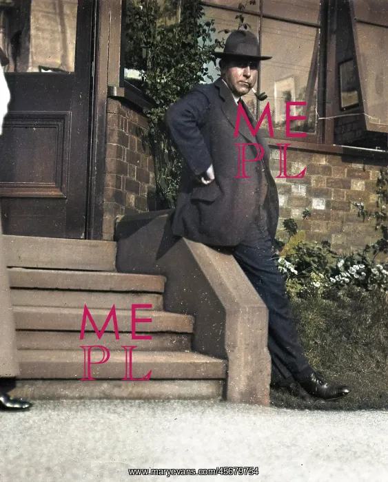 : Frank Battersby outside his father's house : Frank Battersby outside his father's house