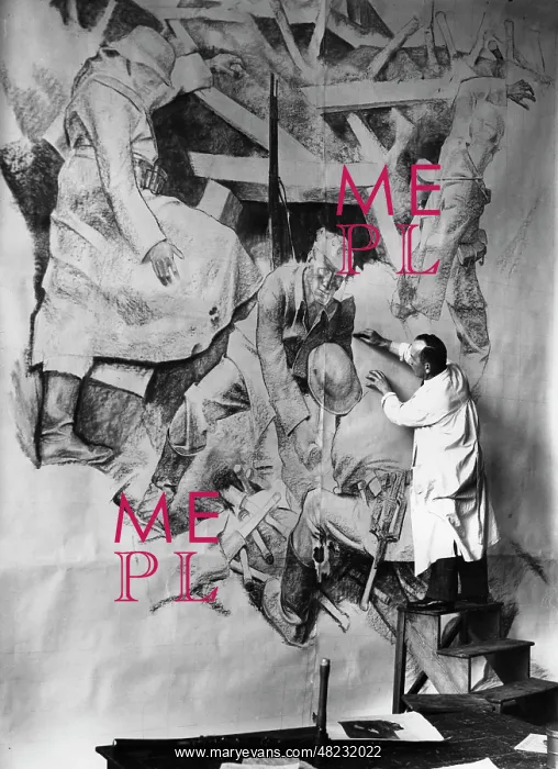 : Franz Eichhorst while drawing a war scene, 1936 : Franz Eichhorst while drawing a war scene, 1936