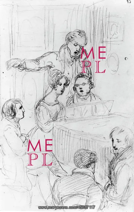 : Franz Schubert and friends, drawing by Waldmuller : Franz Schubert and friends, drawing by Waldmuller