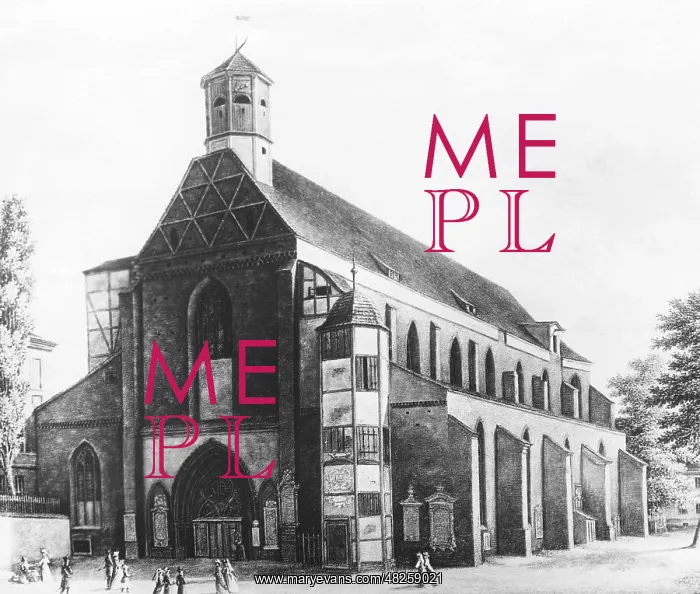 : The Franziskaner-Klosterkirche in Berlin, around 1850 : The Franziskaner-Klosterkirche in Berlin, around 1850