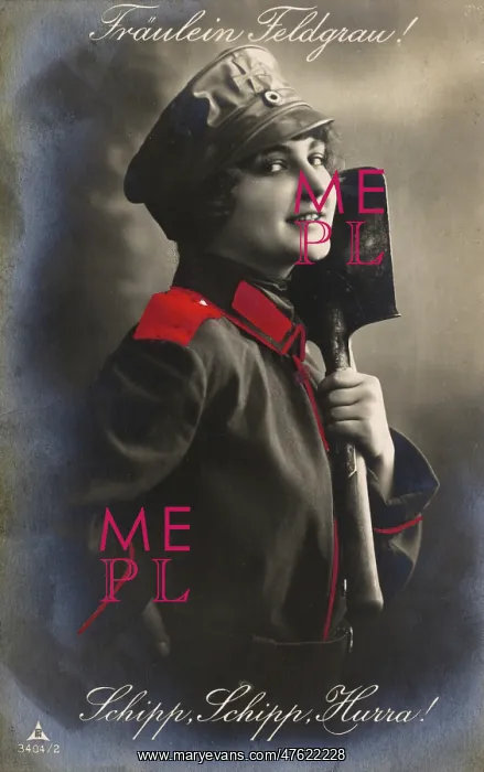 : Fraulein Feldgrau on a WW1 postcard : Fraulein Feldgrau on a WW1 postcard