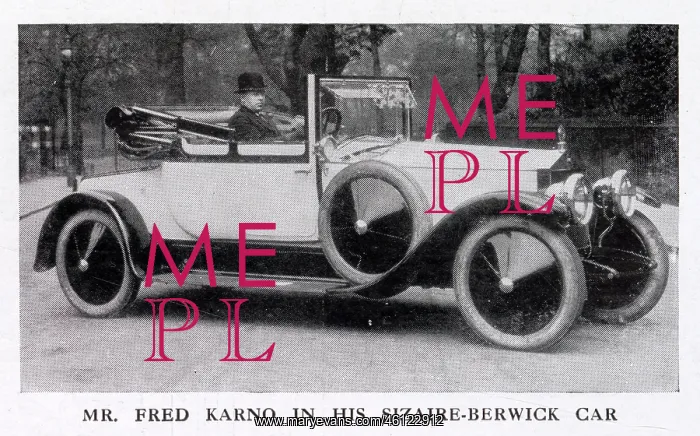: Fred Karno in his car : Fred Karno in his car