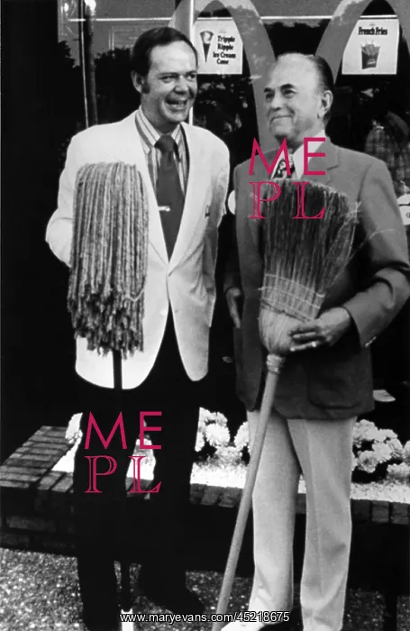 : Fred Turner with mop and Roy Kroc with broom ? : Fred Turner with mop and Roy Kroc with broom ?
