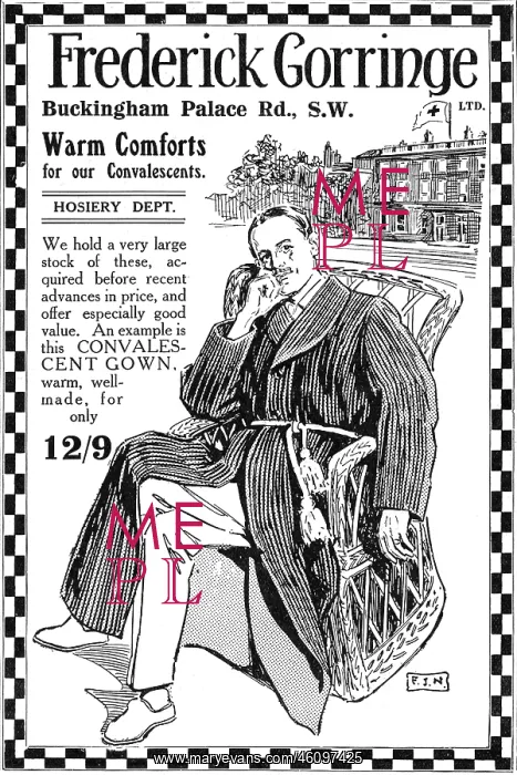 : Frederick Gorringe advert - comforts for convalescents : Frederick Gorringe advert - comforts for convalescents