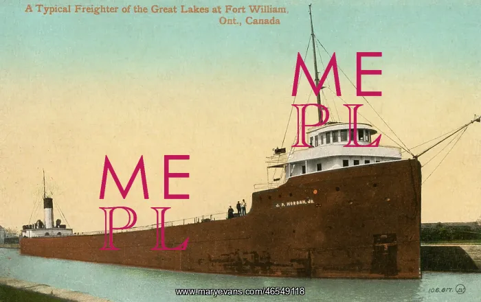 : A Freighter of the Great Lakes - Fort William, Canada : A Freighter of the Great Lakes - Fort William, Canada
