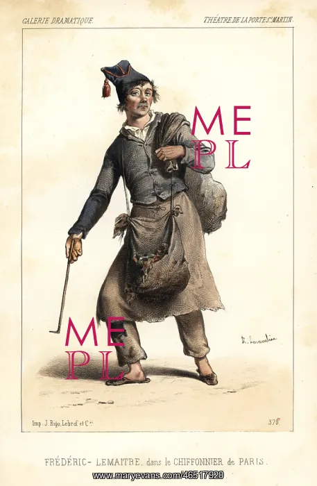 : French actor Frederic Lemaitre in Le Chiffonnier : French actor Frederic Lemaitre in Le Chiffonnier