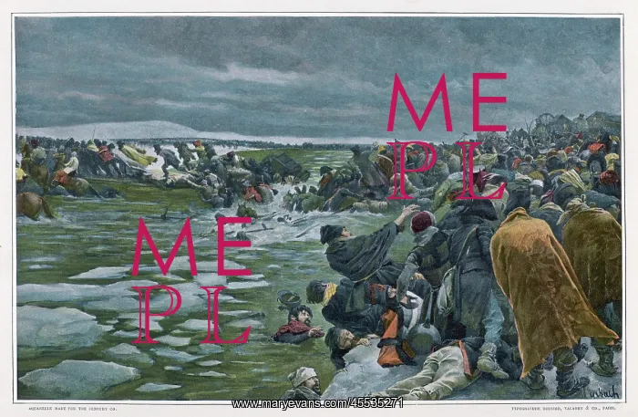 : French attacked as they try to cross the Berezina River : French attacked as they try to cross the Berezina River