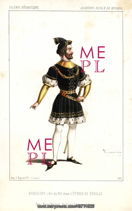 : French baritone Paul Barroilhet as the King : French baritone Paul Barroilhet as the King