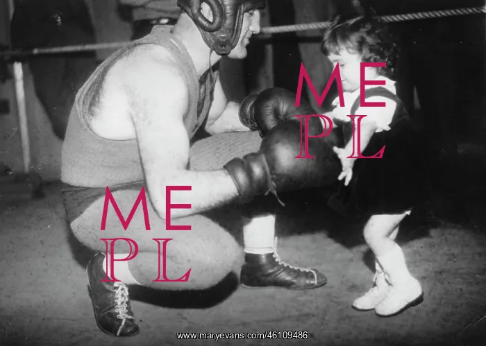 : The French boxer Marcel Thil with his : The French boxer Marcel Thil with his