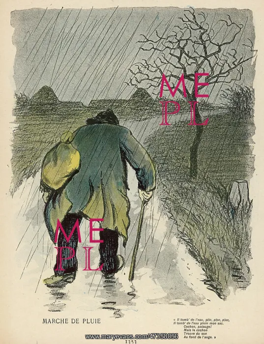 : FRENCH CHEMINEAU IN RAIN : FRENCH CHEMINEAU IN RAIN