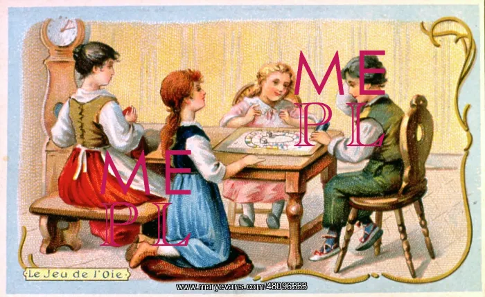 : French children playing the Goose Game : French children playing the Goose Game