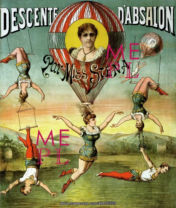 : French circus poster - group of aerialists performing : French circus poster - group of aerialists performing