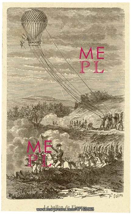 : French Entreprenant air balloon, battle of Fleurus, 1794 : French Entreprenant air balloon, battle of Fleurus, 1794