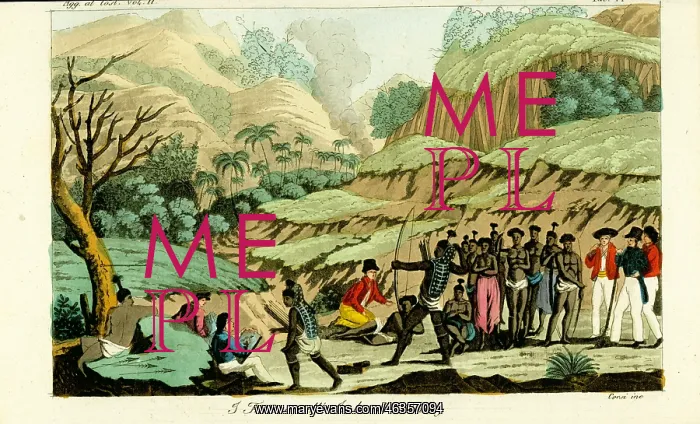 : French explorers drawing natives on the island : French explorers drawing natives on the island