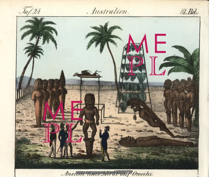  : French explorers visiting a Morai (temple)