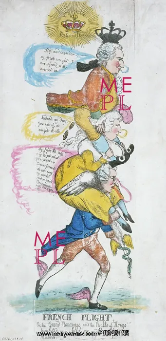 : French Flight, English Satirical Cartoon : French Flight, English Satirical Cartoon