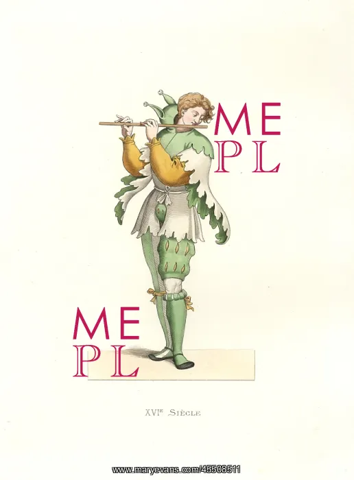 : French fool, 16th century, in tunic, codpiece : French fool, 16th century, in tunic, codpiece